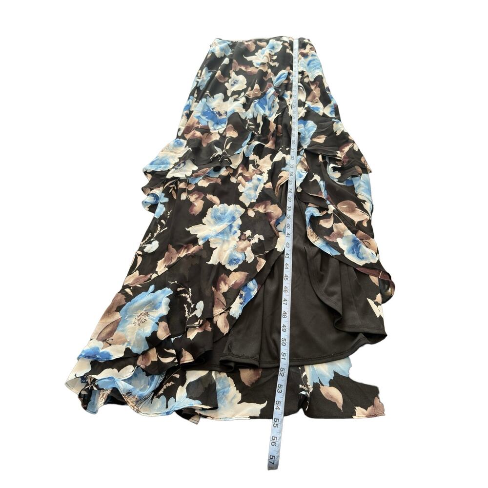 NWT Lulus Artwin Black Floral Print Ruffled High-Low Maxi Dress Size Medium - Picture 13 of 13